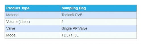 ถุงเก็บตัวอย่างอากาศ ก๊าซ Gas Sampling Bag Tedlar PVF ขนาด 5ลิตร PP Valve